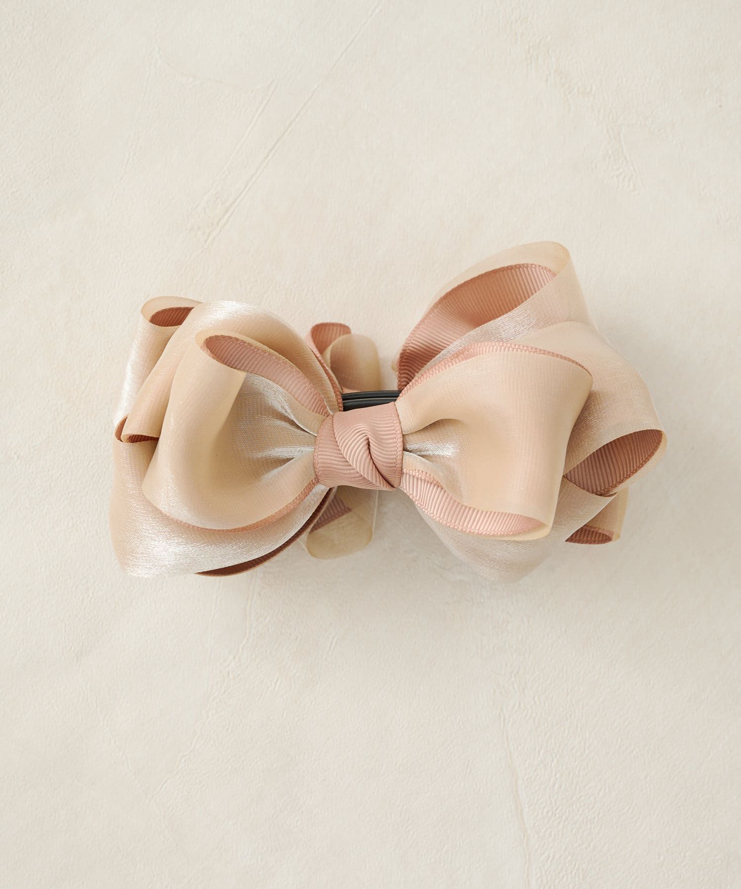 日本 Lattice - 優雅雙層緞帶香蕉夾-經典黑