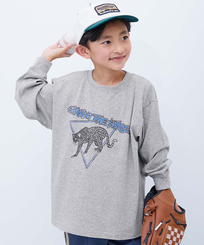 日本 devirock - 100%棉 定番印花寬版長袖上衣-CA-寶藍