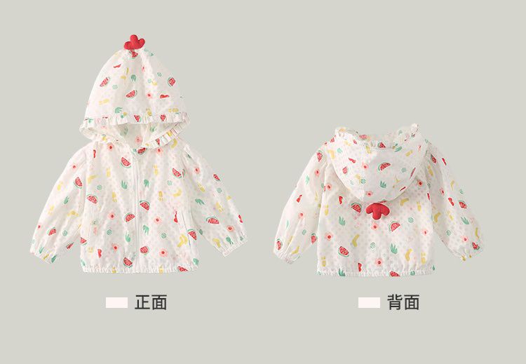 輕薄防風連帽外套-西瓜樂園-白色