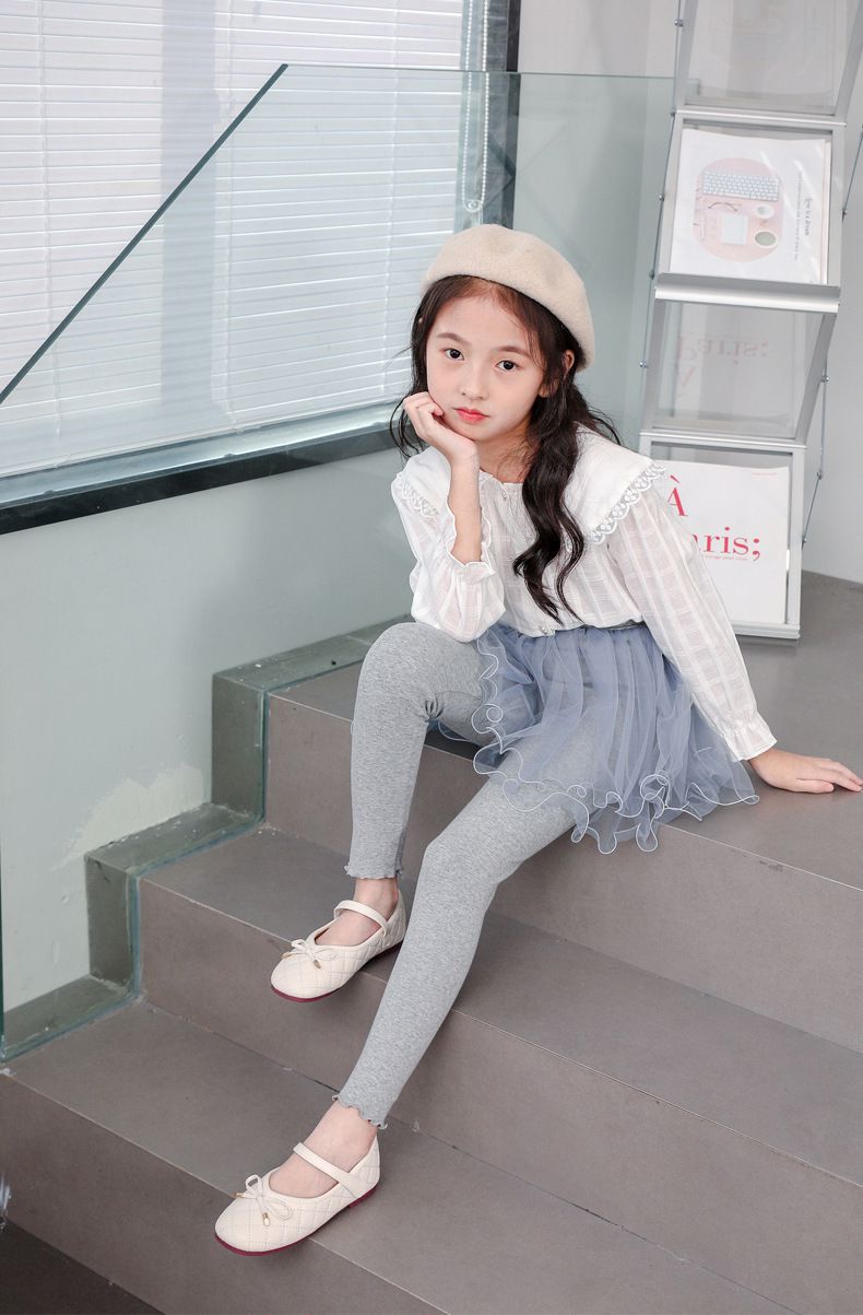 FANMOU - 假兩件捲邊紗褲裙-黑色