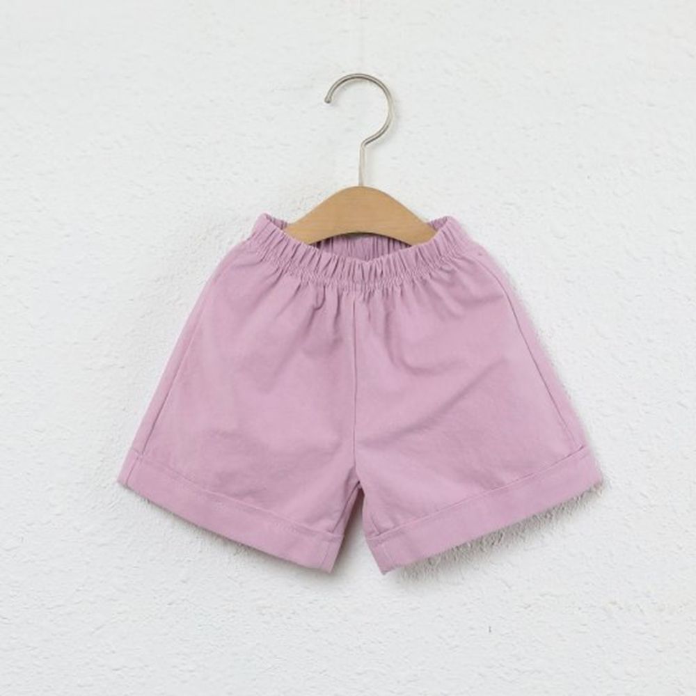 韓國 Dream Baby - 水洗加工布鬆緊褲頭短褲-香檳紫