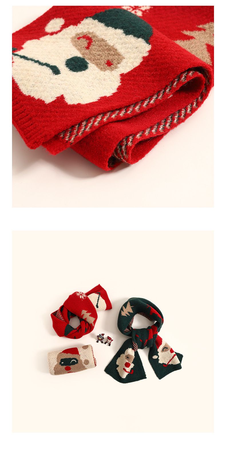 保暖防風加長圍脖-聖誕小鹿-紅色 (長度約135cm)