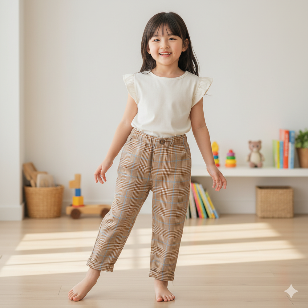 7分褲 葛倫格紋-咖啡色