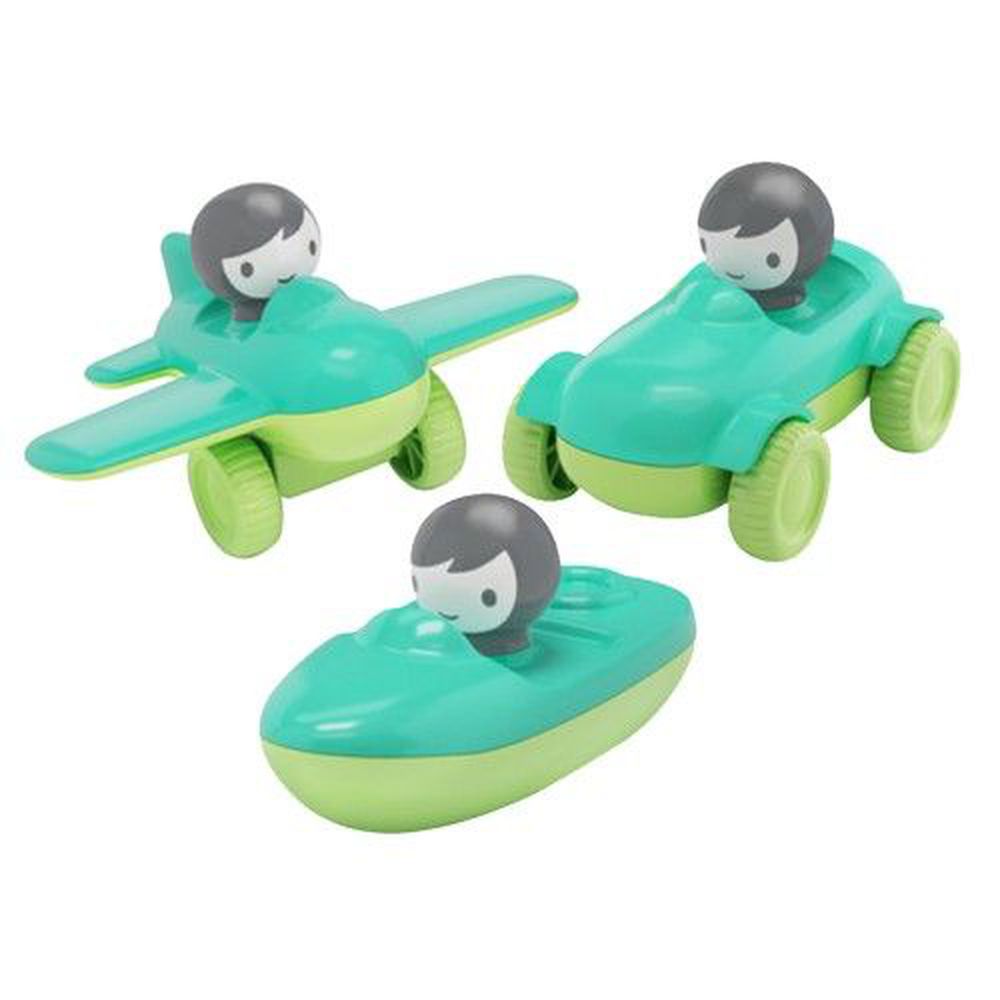 美國 Kid O - 寶貝交通系列-賽車+小船+飛機（三入一組）-綠