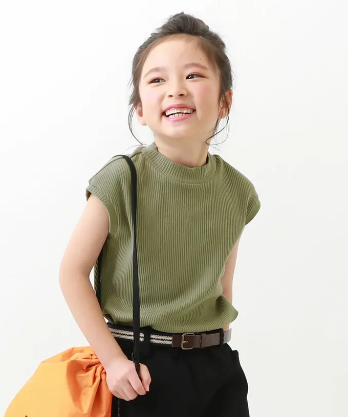 日本 devirock - 甜美羅紋小立領法式袖上衣-粉摩卡