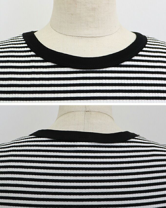 日本 BLUE EAST - 簡約條紋百搭短袖上衣-黑