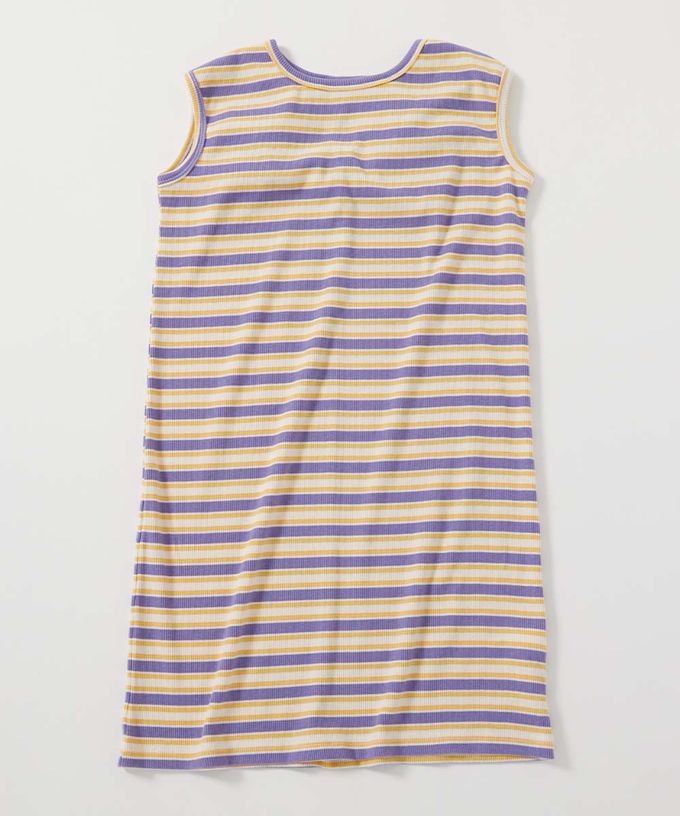 日本 devirock - 清爽夏日線條配色無袖洋裝-藍白