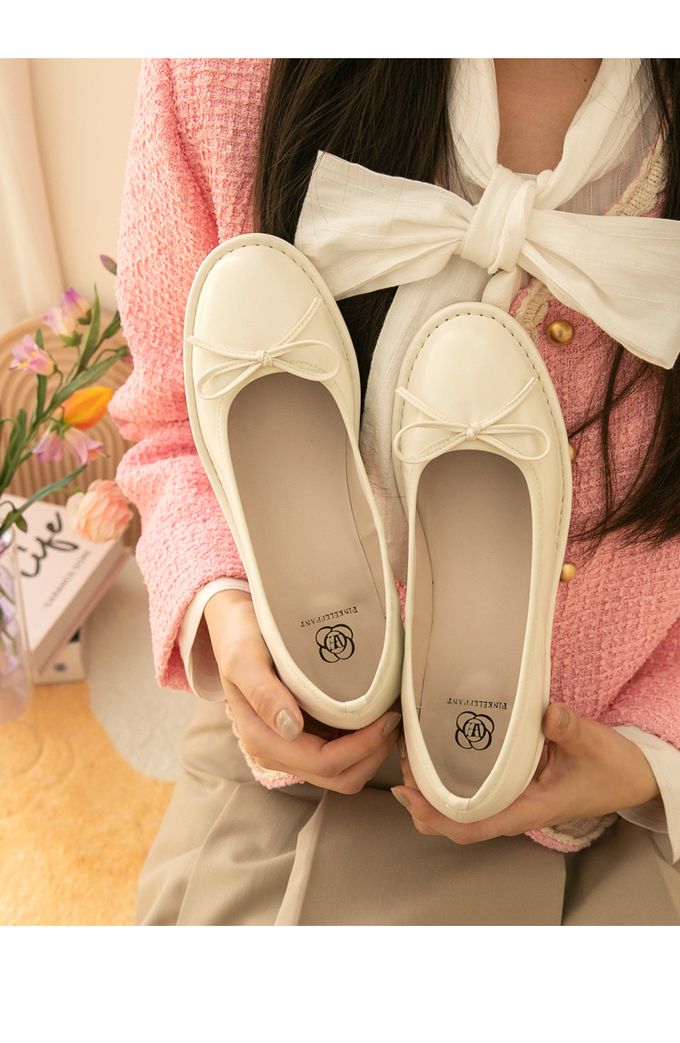 韓國 PINKELEPHANT - 蝴蝶結輕便娃娃跟鞋(4cm)-炫光銀