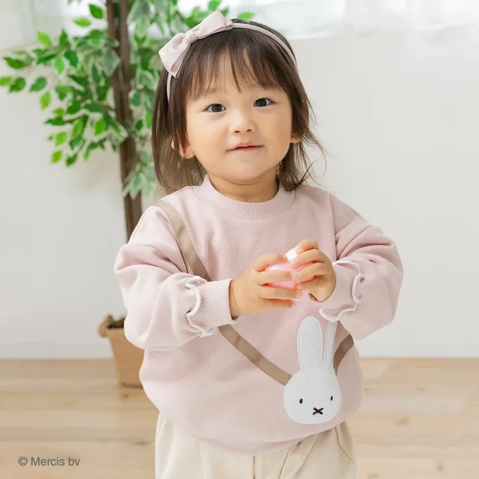 日本 Chil2 - 限量聯名 裏毛米飛兔印花大學長袖上衣-變色亮片-紅