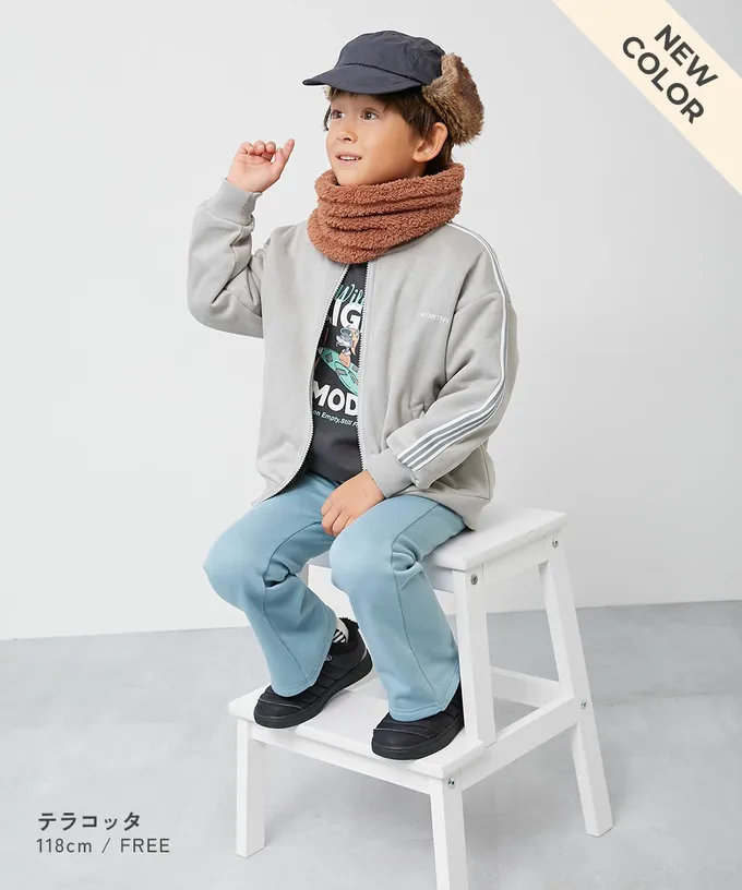 日本 devirock - 柔軟毛茸茸保暖圍脖(可調頸圍)-復古藍 (FREE)