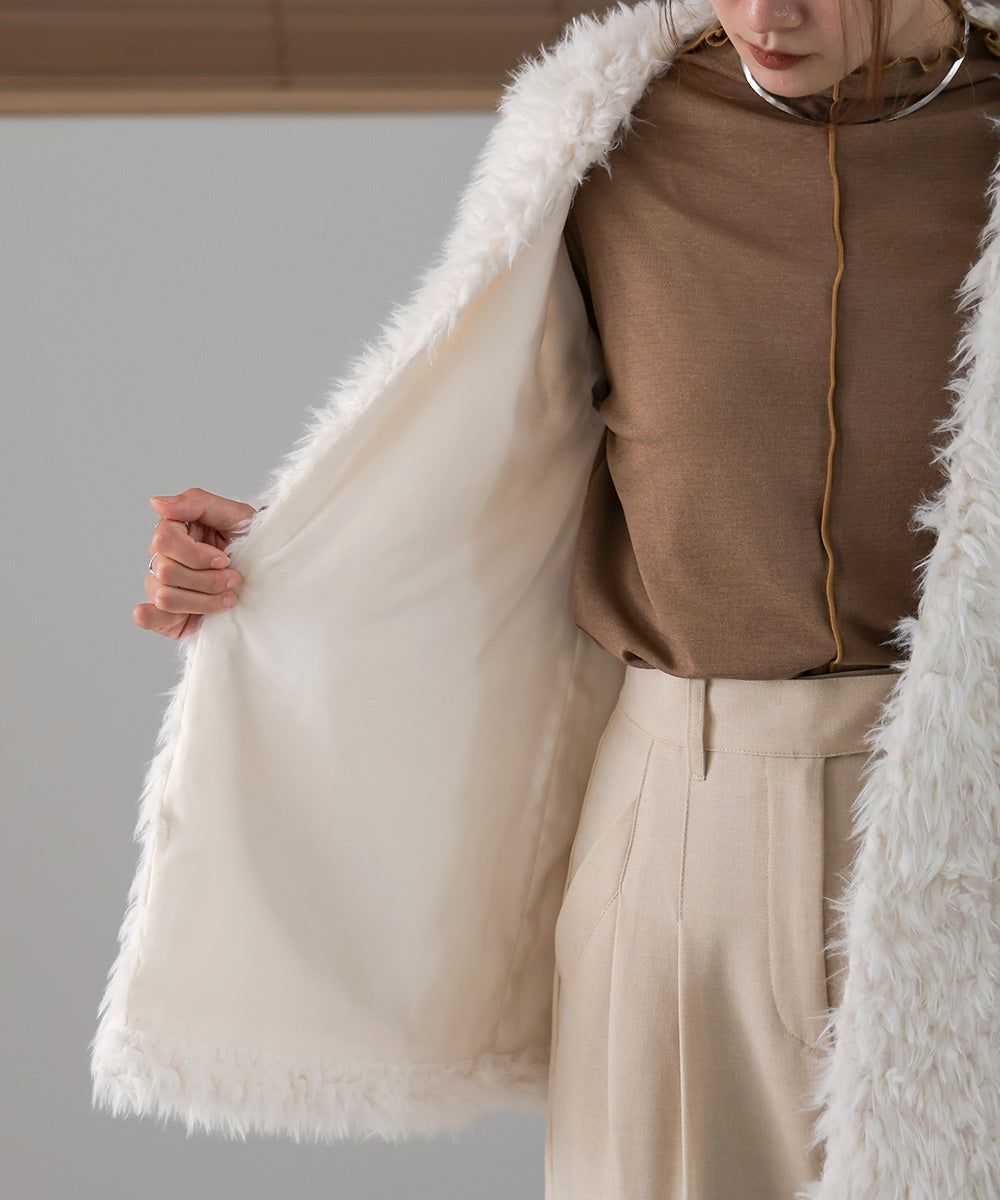 日本 Bab - 蓬鬆存在感絨毛開襟外套-淺粉紅