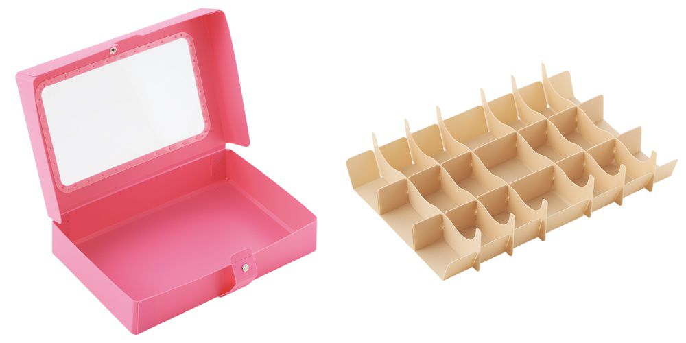 日本文具 LIHIT - 馬卡龍繽紛透明窗分隔小物收納盒-藍-A5(18.5x27.2x5.8cm)