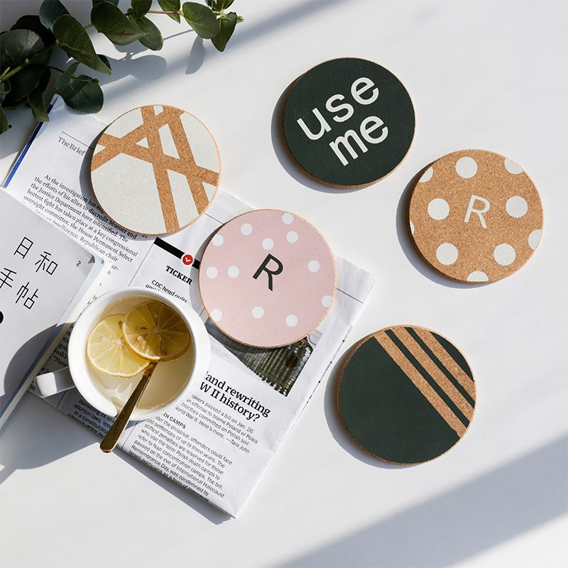 北歐軟木隔熱墊-圓形-粉色 (直徑17cm)