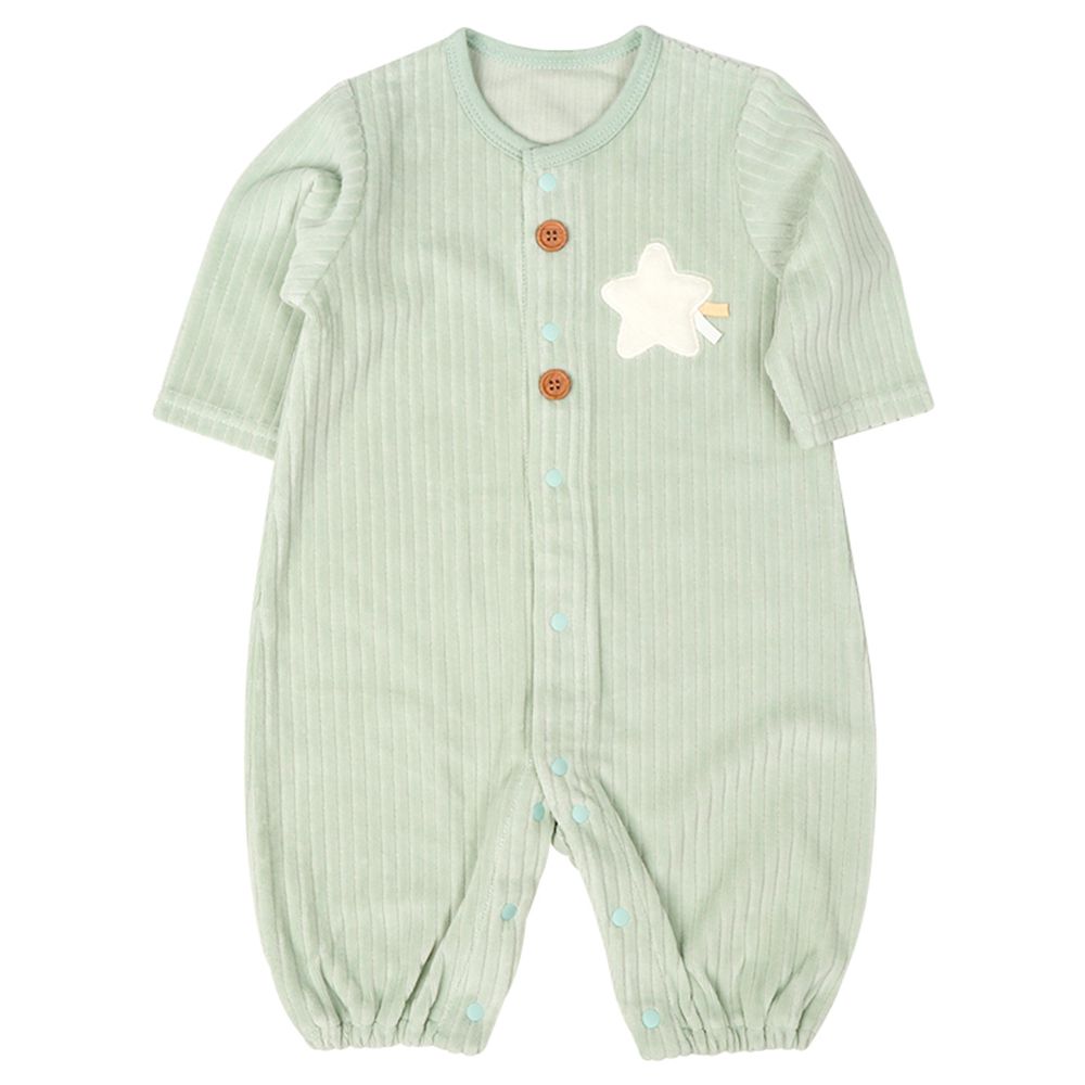 長袖兔裝-布貼-淺綠色