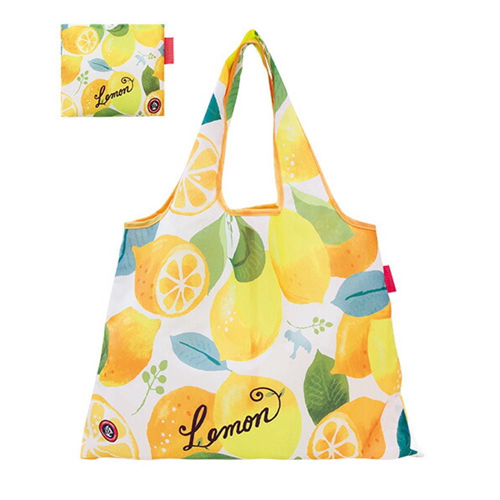 日本 PRAIRIE DOG - 2 WAY折疊印花購物袋-鮮美檸檬-黃