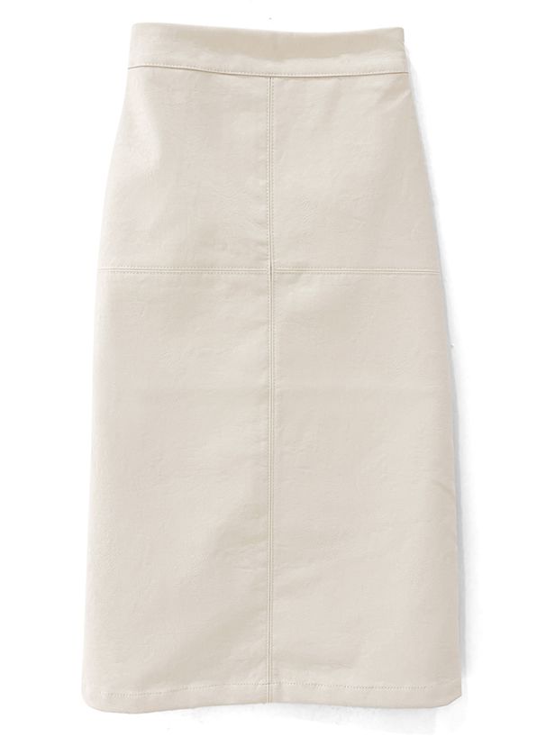 日本 GRL - 時尚修身A字皮裙-時尚黑