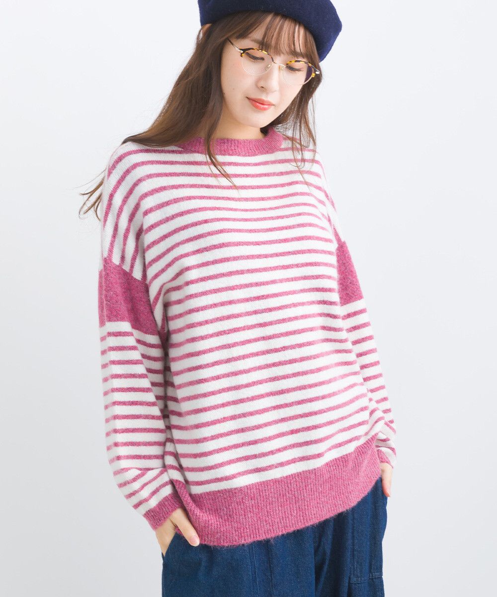 日本女裝代購 - 定番文青感條紋針織上衣-黃