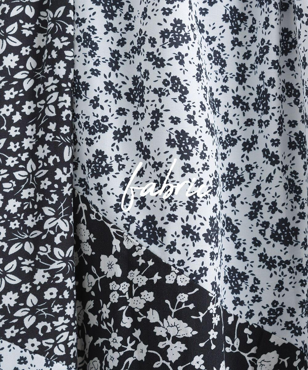 日本女裝代購 - 質感碎花拼接吊帶裙/洋裝-經典黑