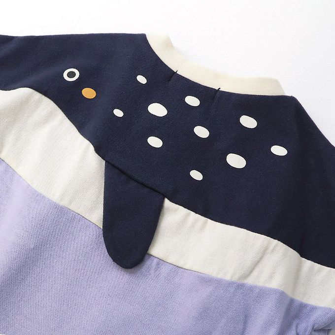 日本 ZOOLAND - 海洋印花短袖上衣-背後鯨魚-紫