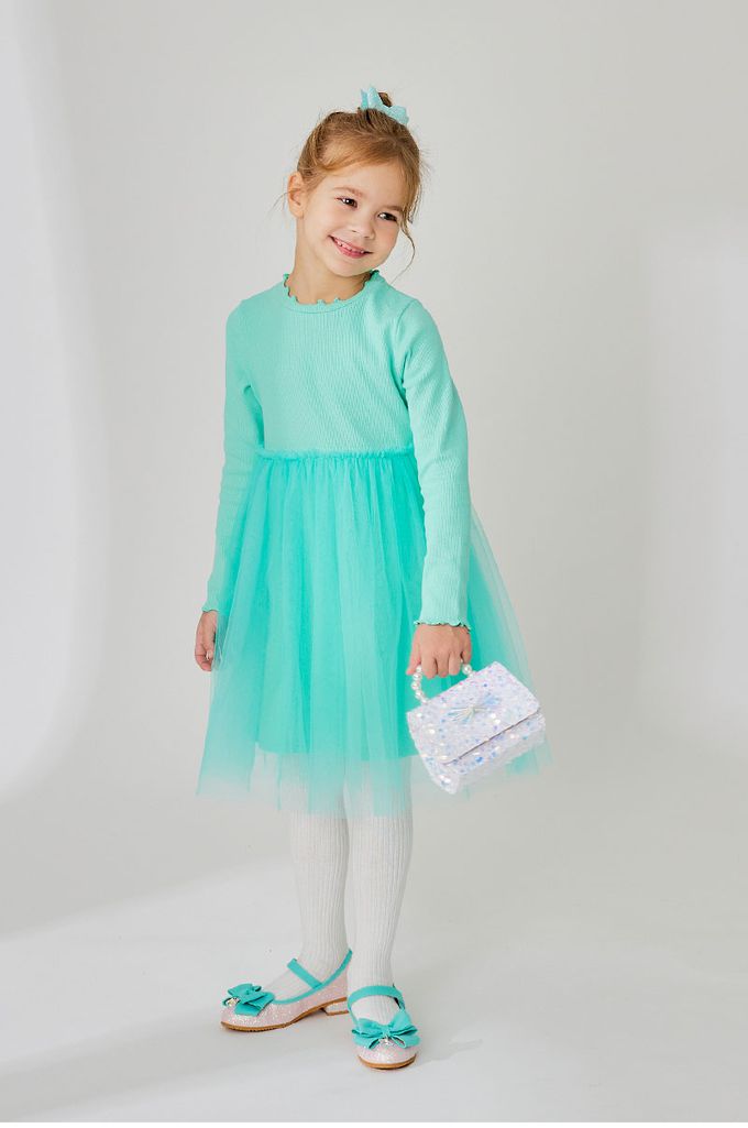 韓國 OZKIZ - 糖果色網紗拼接連身洋裝-粉