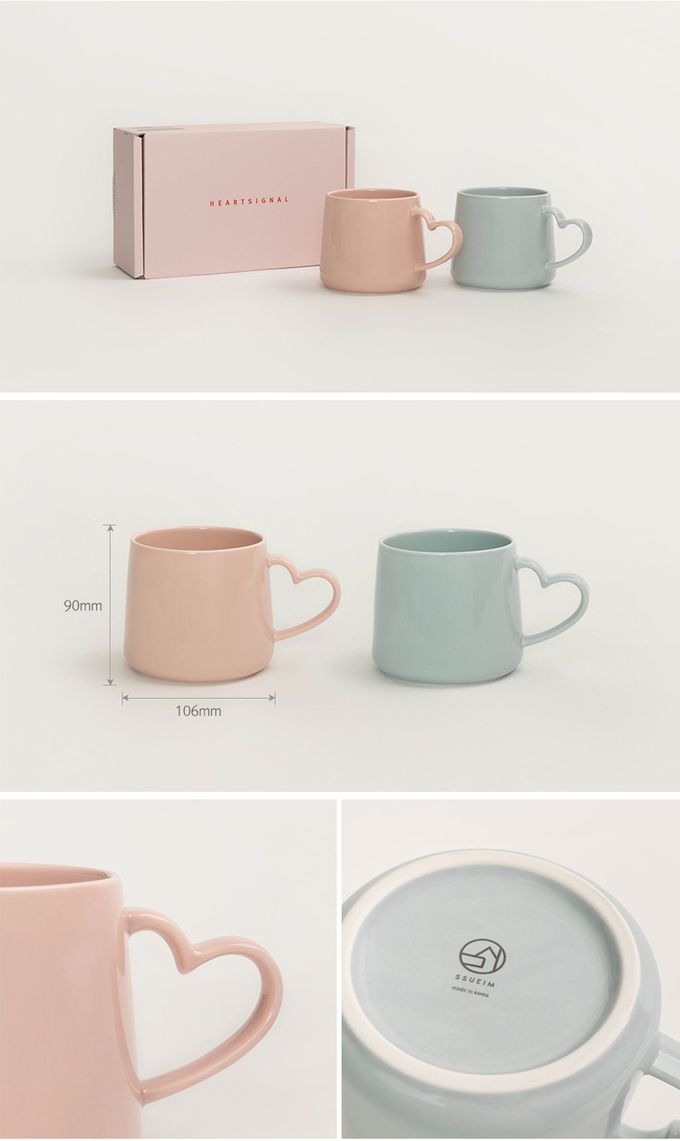韓國 SSUEIM - 極簡ins爆款幸福愛心款情侶對杯組