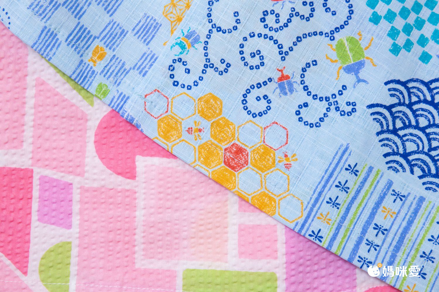 akachan honpo - 兩件式甚平-幾何圖案-藍色