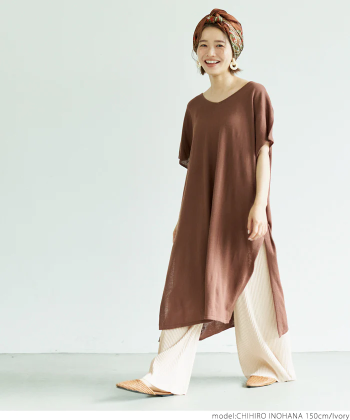 日本 COCA - [熱銷定番] 速乾垂墜彈性風琴寬褲-四季媽媽款-芥末黃