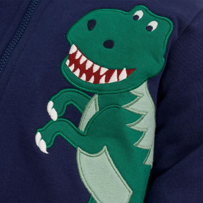 英國 JoJo Maman BeBe - 100%純棉保暖連帽外套-帝王暴龍