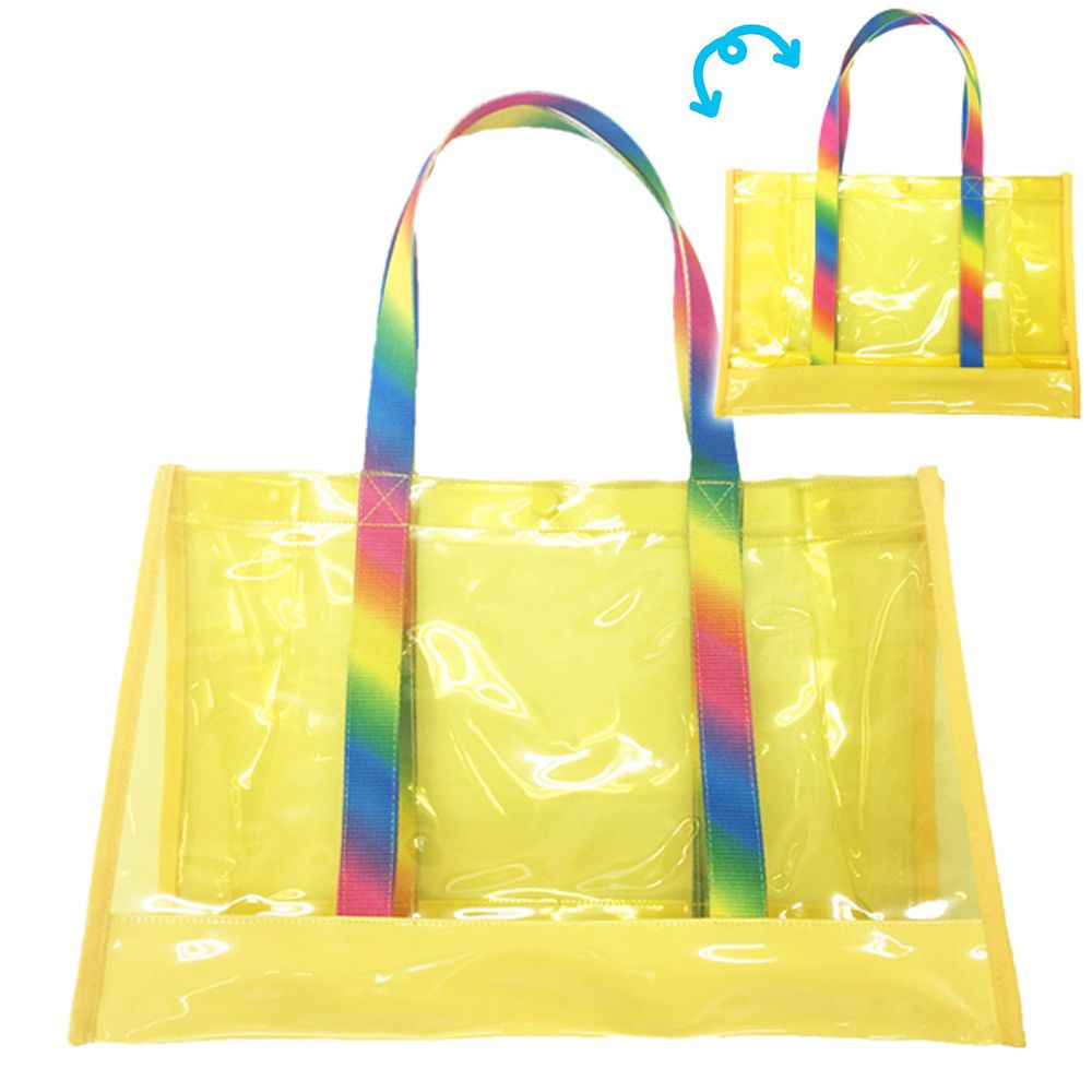 日本服飾代購 - 防水PVC游泳包(雙面圖案設計)-彩虹-黃 (25x36x13cm)