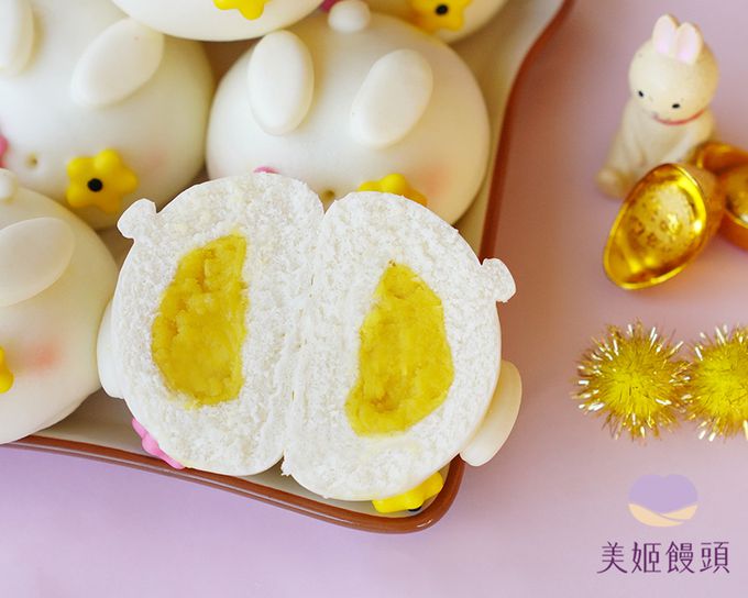 美姬饅頭 - 錢錢花不完兔兔造型奶黃包-50g*6顆