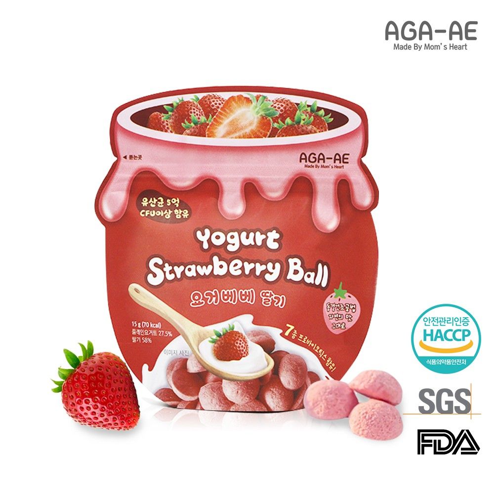 韓國 AGA-AE - 益生菌寶寶優格球-草莓-15g