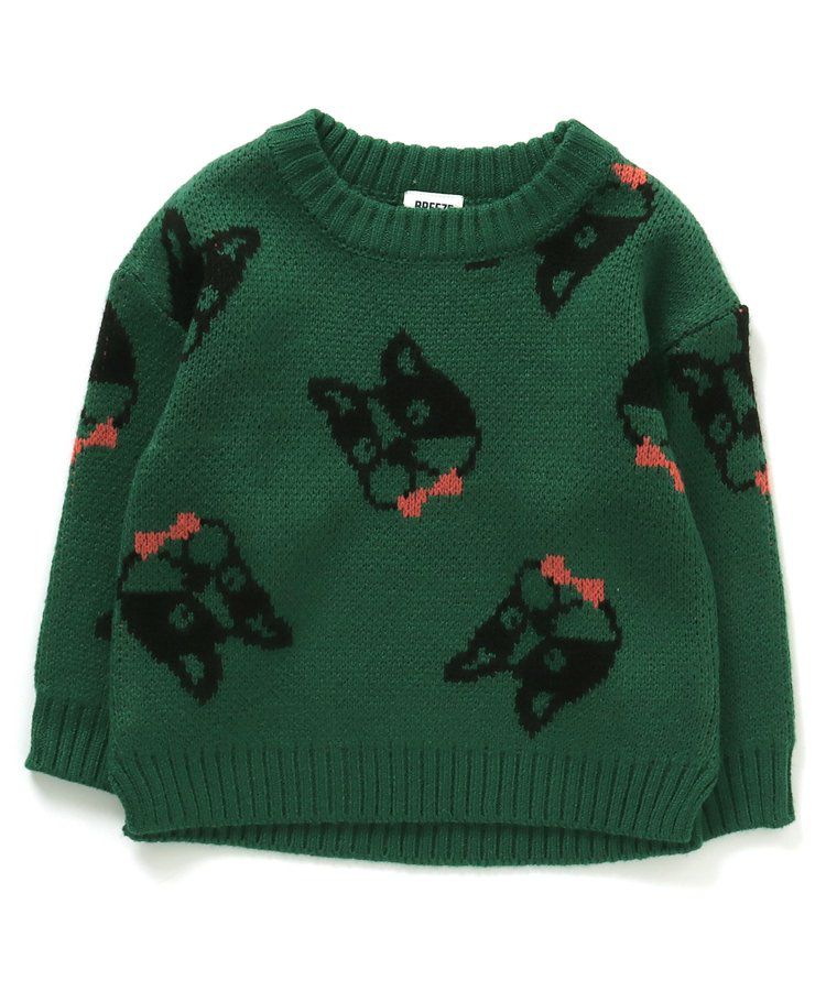 日本 BREEZE - 童趣印花柔軟針織毛衣-微笑-黑