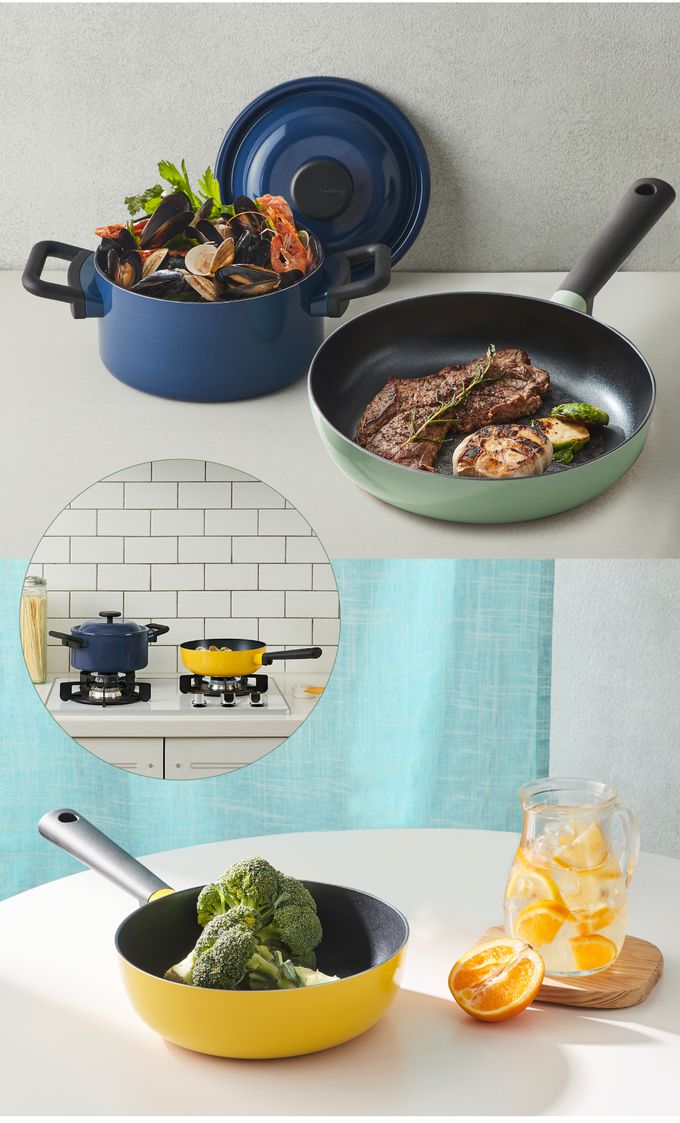 樂扣樂扣 - 復古玩色不沾炒鍋22CM-鈦塗層-萊姆黃