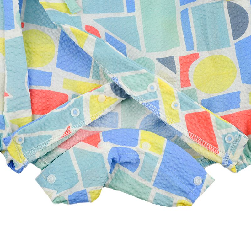 akachan honpo - 甚平包屁衣-幾何圖案-藍色