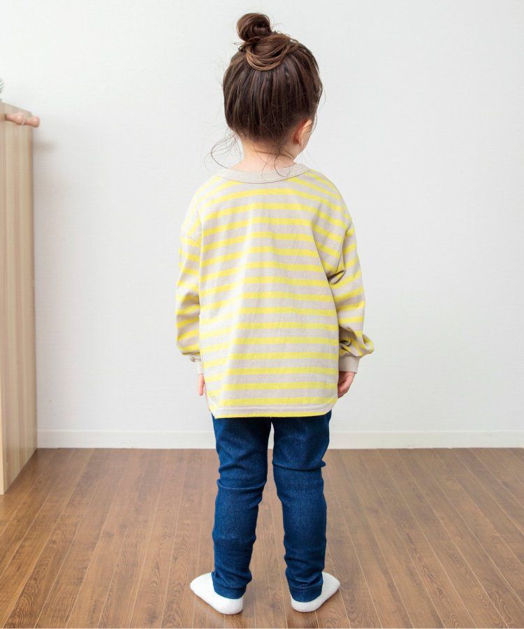 日本 BREEZE - 休閒百搭鬆緊長褲(9分丈)-碎花-淺鵝黃