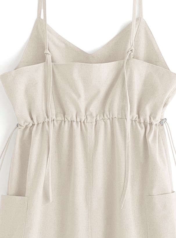 日本 GRL - 休閒風抽繩吊帶裙-深藍 (F)