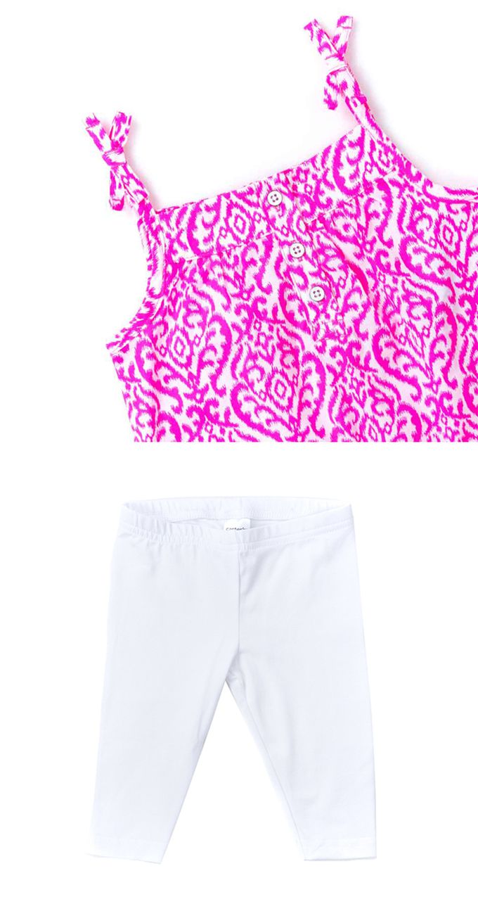 美國 Carter's - 肩帶上衣+長褲2件組-桃白 (24 M)