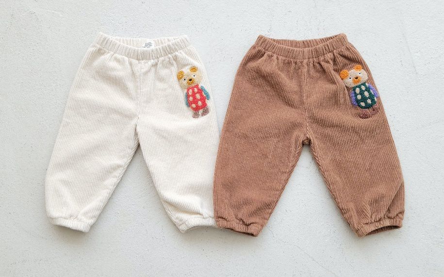 韓國 Mimico - (裏起毛)立體熊熊縮口長褲-米杏