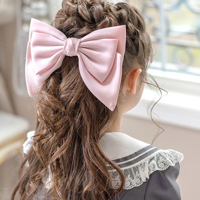 日本 Catherine Cottage - 夢幻光澤蝴蝶結緞帶髮夾-黑