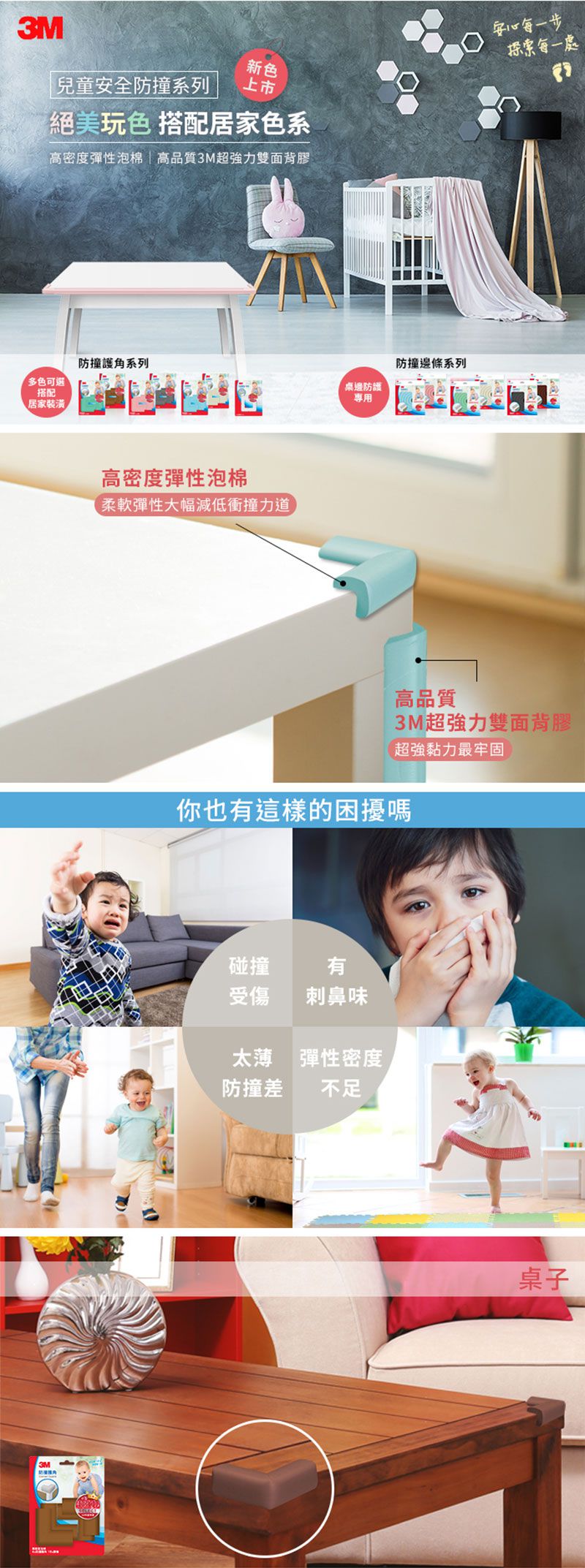 美國 3M - 兒童安全防撞護角/桌角護墊-粉紅 (7x7x3cm)