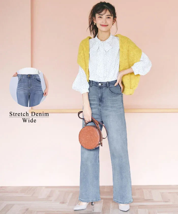 日本 COCA - 彈性修身丹寧牛仔褲-淺藍