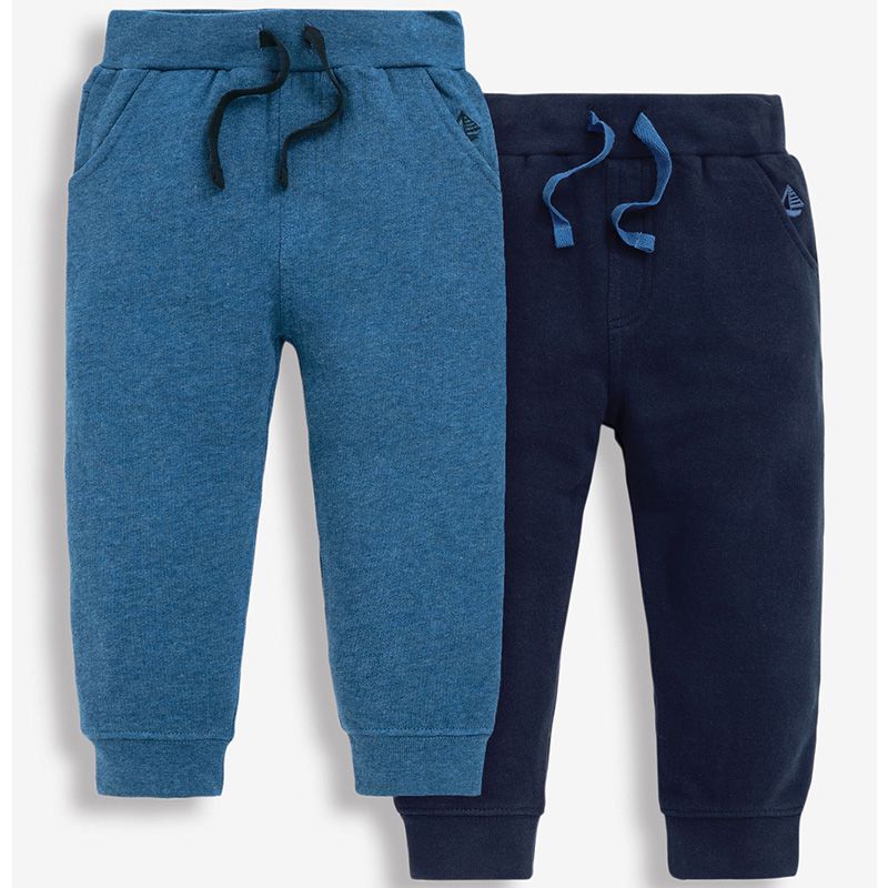 英國 JoJo Maman BeBe - 保暖100%純棉2入組長褲-海軍藍