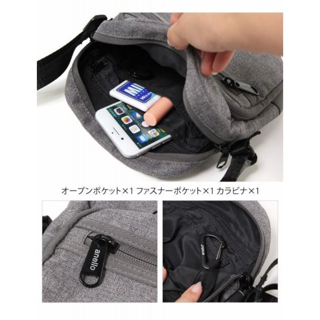 日本 Anello - 迷你多收納斜挎包肩背包-藍色 (21x16x6cm 肩背長約62~117cm)-197g