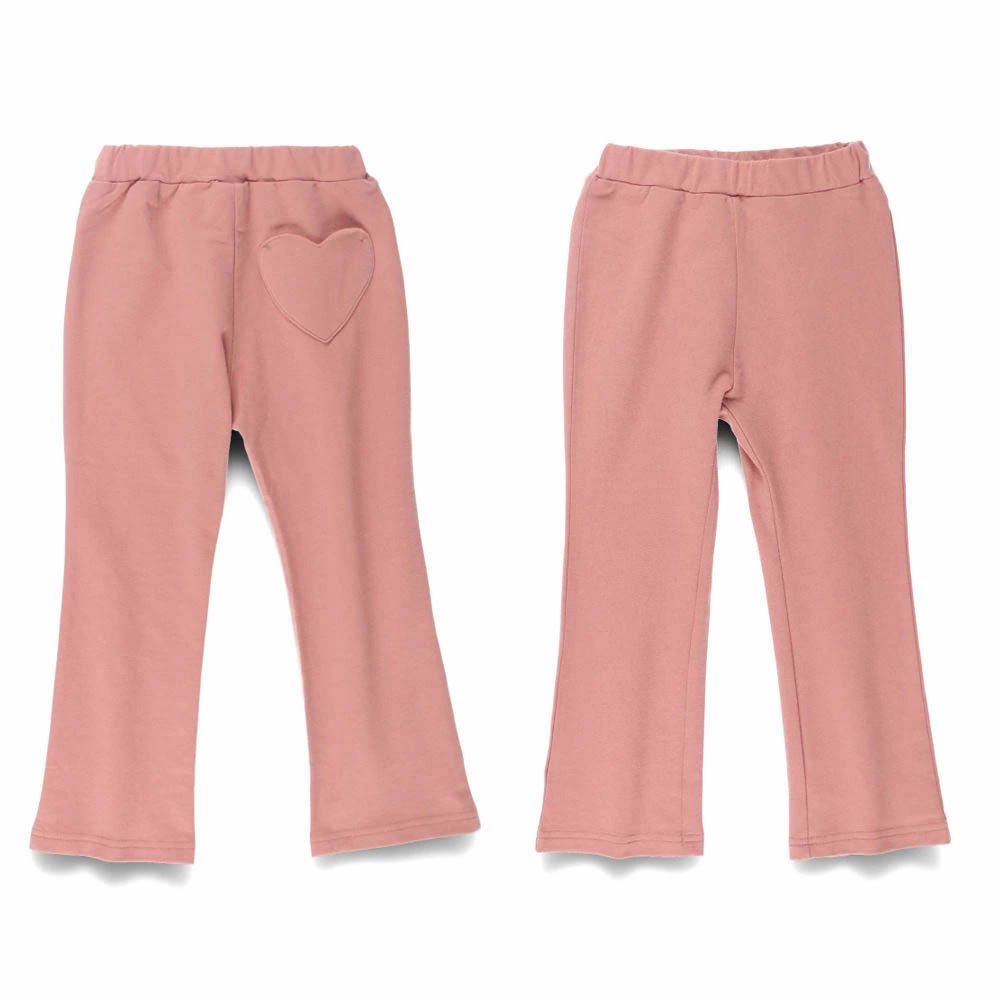 愛心口袋彈力長褲-素面-粉紅