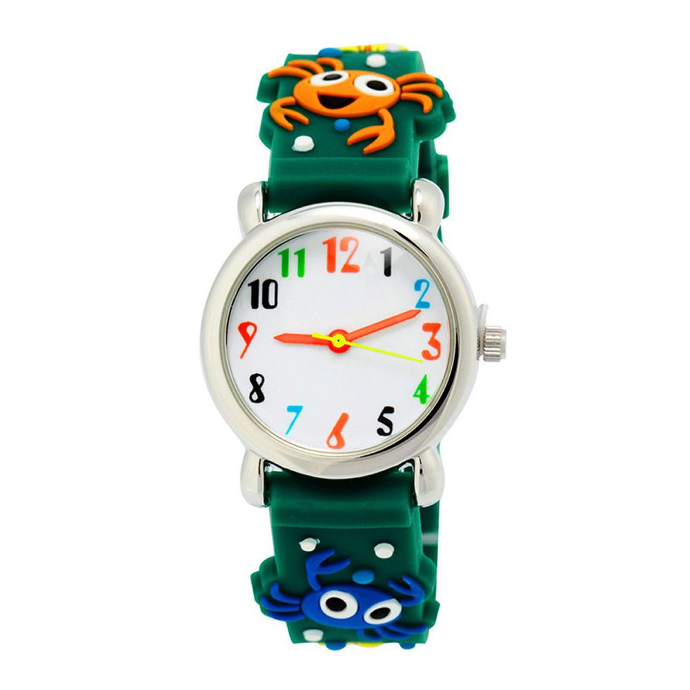 3D立體卡通兒童手錶-經典小圓錶-綠色螃蟹
