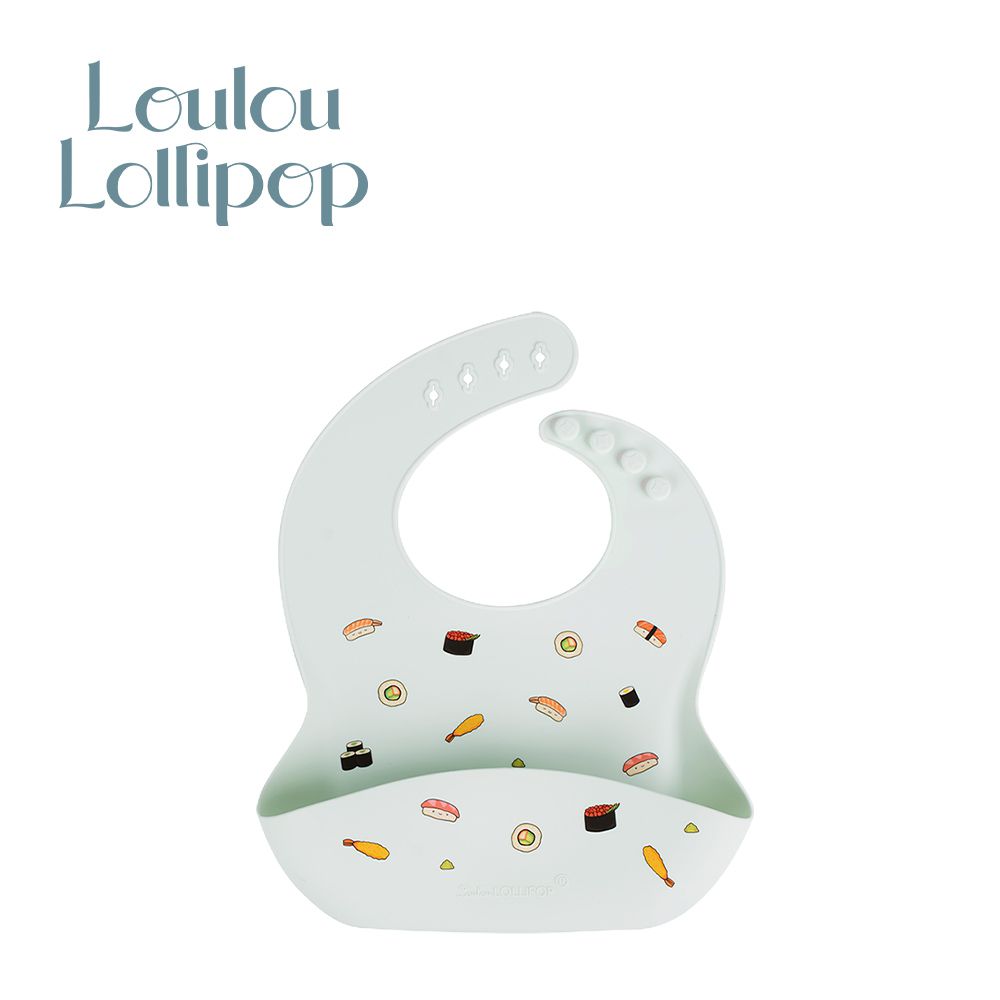 Loulou Lollipop - 寬口立體矽膠防漏圍兜/防水圍兜-美味壽司 (290x230x75mm)