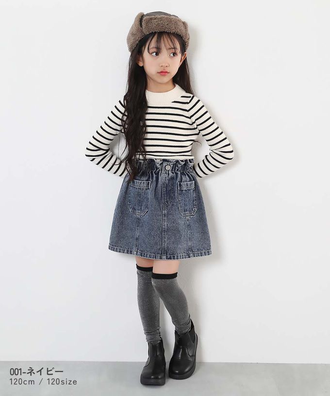 日本 devirock - 純棉舒適腰荷葉丹寧短裙-復古刷色-炭黑