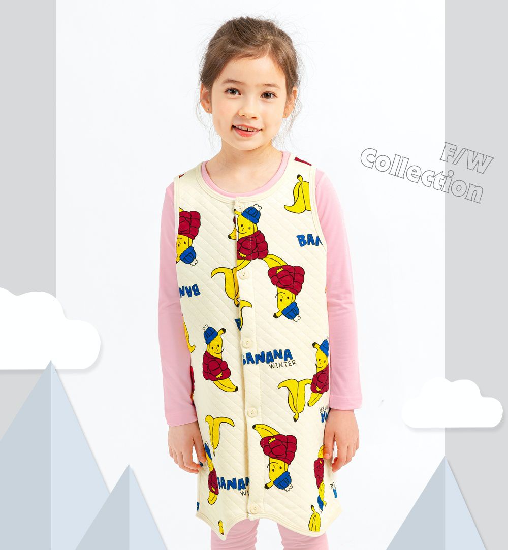 韓國 Mellisse - 韓製鋪棉保暖防踢被-毛毯香蕉