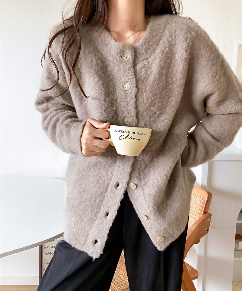 日本 Classical Elf - 2WAY輕量柔軟毛絨寬鬆針織外套-水藍