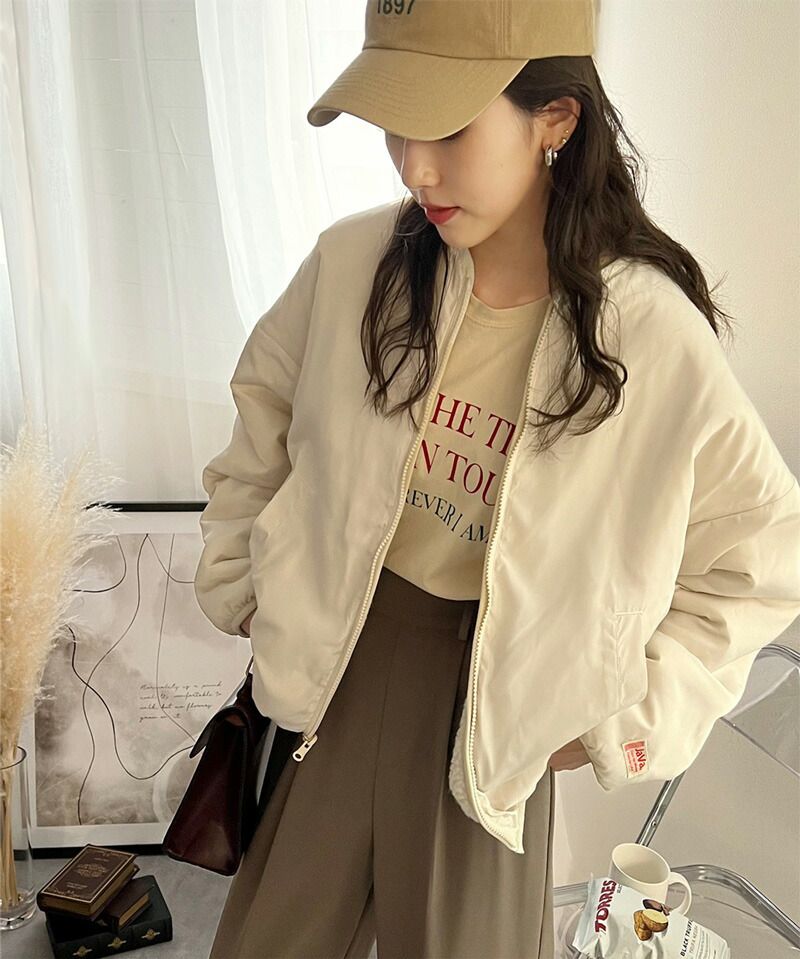 日本 Classical Elf - 2WAY泰迪熊短絨飛行外套-淺米x米杏